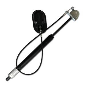 Lockable gas spring with adjustable button