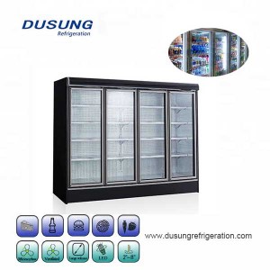 Glass door four door commercial refrigeration display refrigerator
