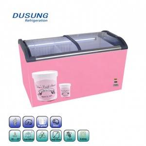 IOS Certificate New Design Double Side Island Display Island Chest Freezer For Frozen Food