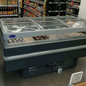 Commercial Dual Compressor Self Serve Promotion Display Cabinet Island Freezer For Supermarket