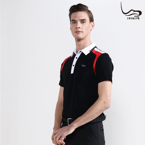 Wholesale not fade 100% polyester men black polo shirts