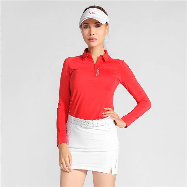 Original Latest Design Women Long Sleeves Golf Polo Shirt Vintage Turn Down Neck Collar for Girl Lady