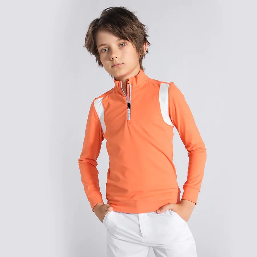 Latest Fashion Golf Boy Teenage Junior POLO Shirts Short Sleeves Slim Fit Anti UV Moisture Wick Polyester Spandex Featured Image