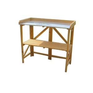 Pasadyang dalawang istante ng Flower Shelf Potting table na Wood Planter Garden Planting Table EYG010