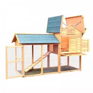 Heat insulated roof  removable wooden chicken coop with running cage