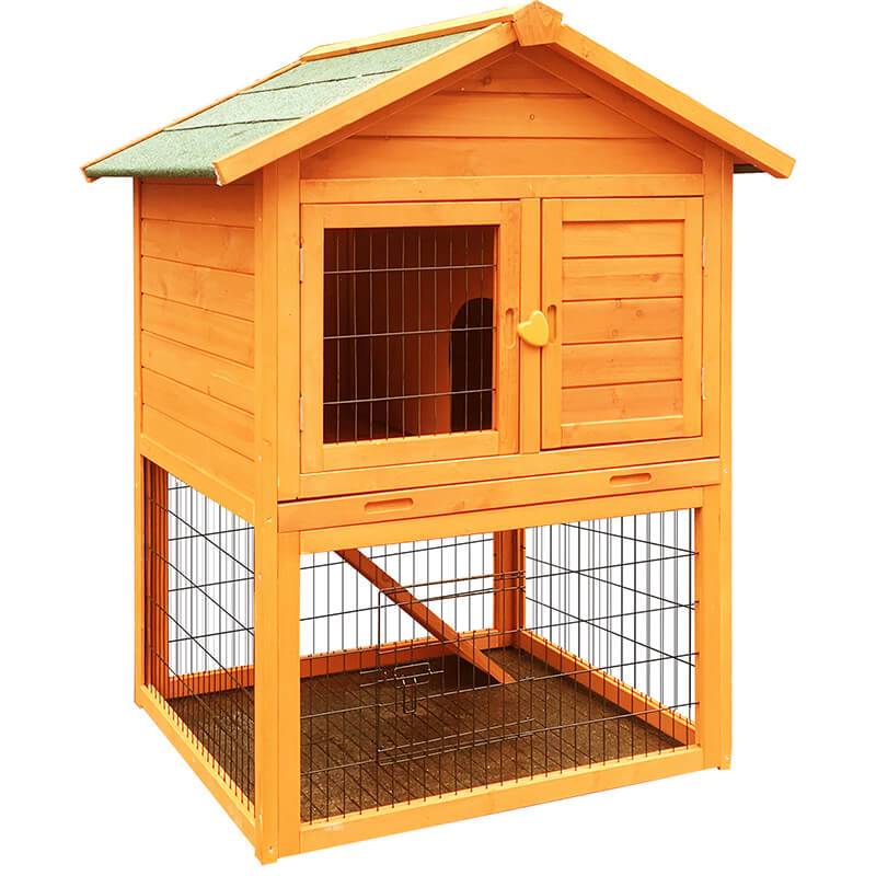 Design Farming with Asphalt Roof Rabbit Cage with Playpen Outdoor Rabbit House Weatherproof Solid Wood  EYR006 Featured Image
