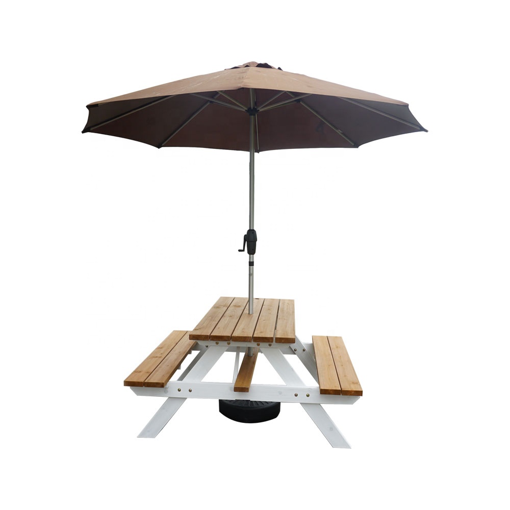 cheap Outdoor Perfect Yard Pub Beer Dining solid wood Garden furniture picnic table set paito bench with back canopy umbrella