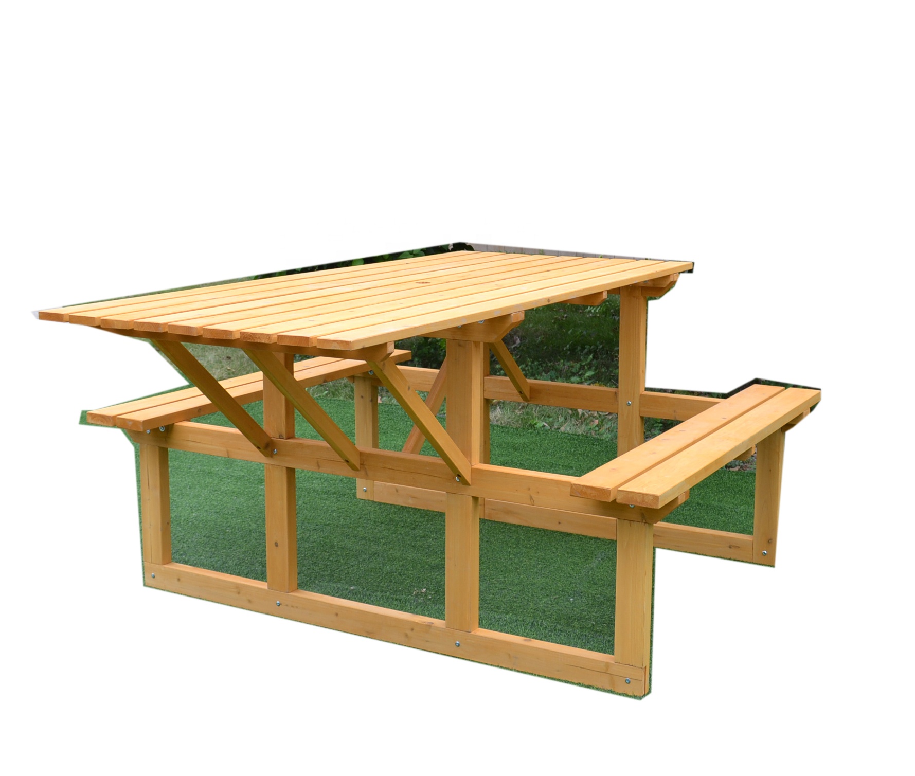 Custom cheap outdoor long benches Wood Picnic Garden malaysian wood dining Table Set