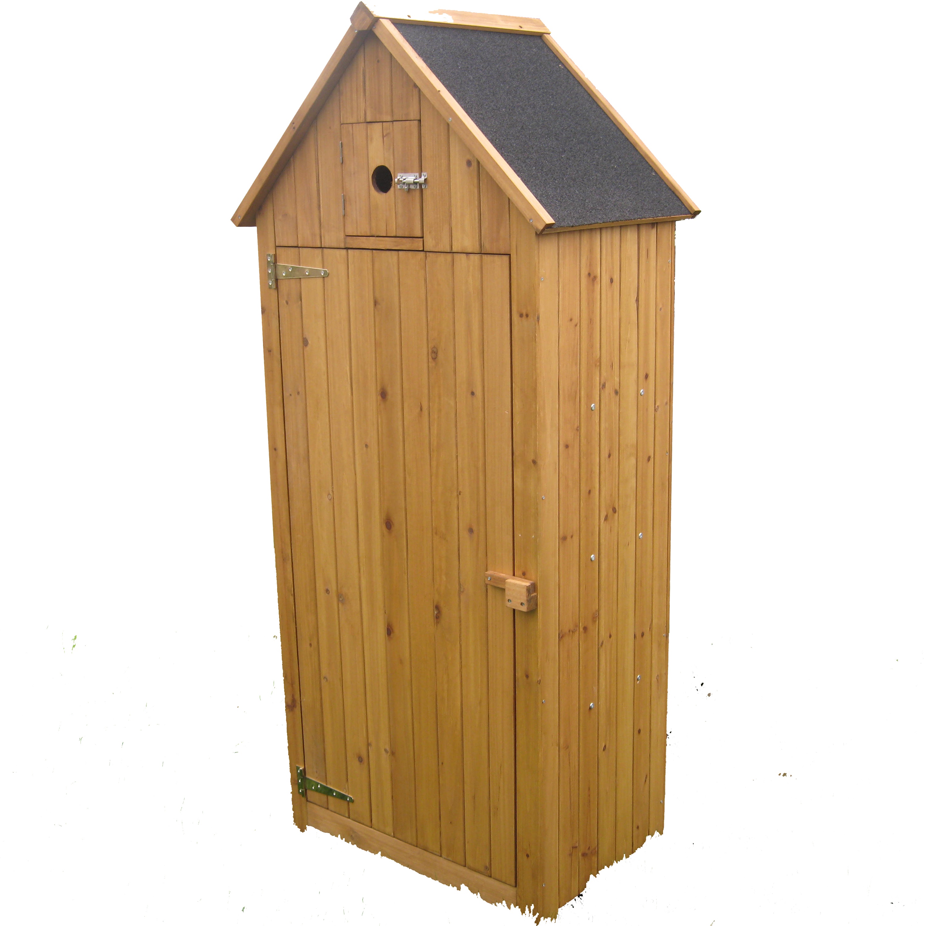 Outdoor solid locking garden tool tall thin  wood storage cabinet with casters