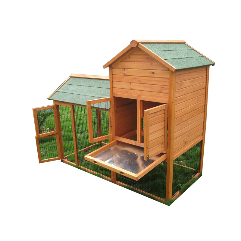 custom Green Wooden Mesh Enclosure Wire 2 story Rabbit Foldable Pet bunny Cage hutch for sale