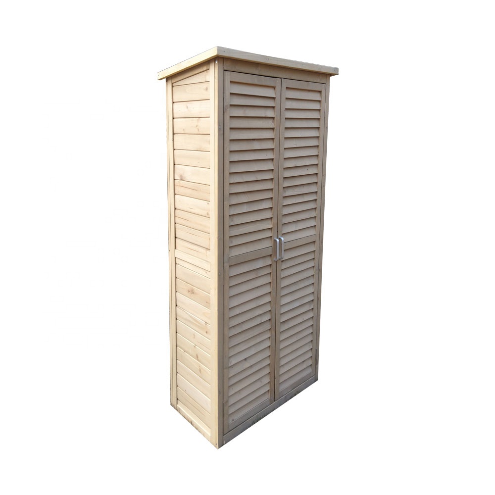 factory hot sale waterproof flat pack garden wooden tool sheds Lockers with Workstation with Gable Roof and Metal Latches
