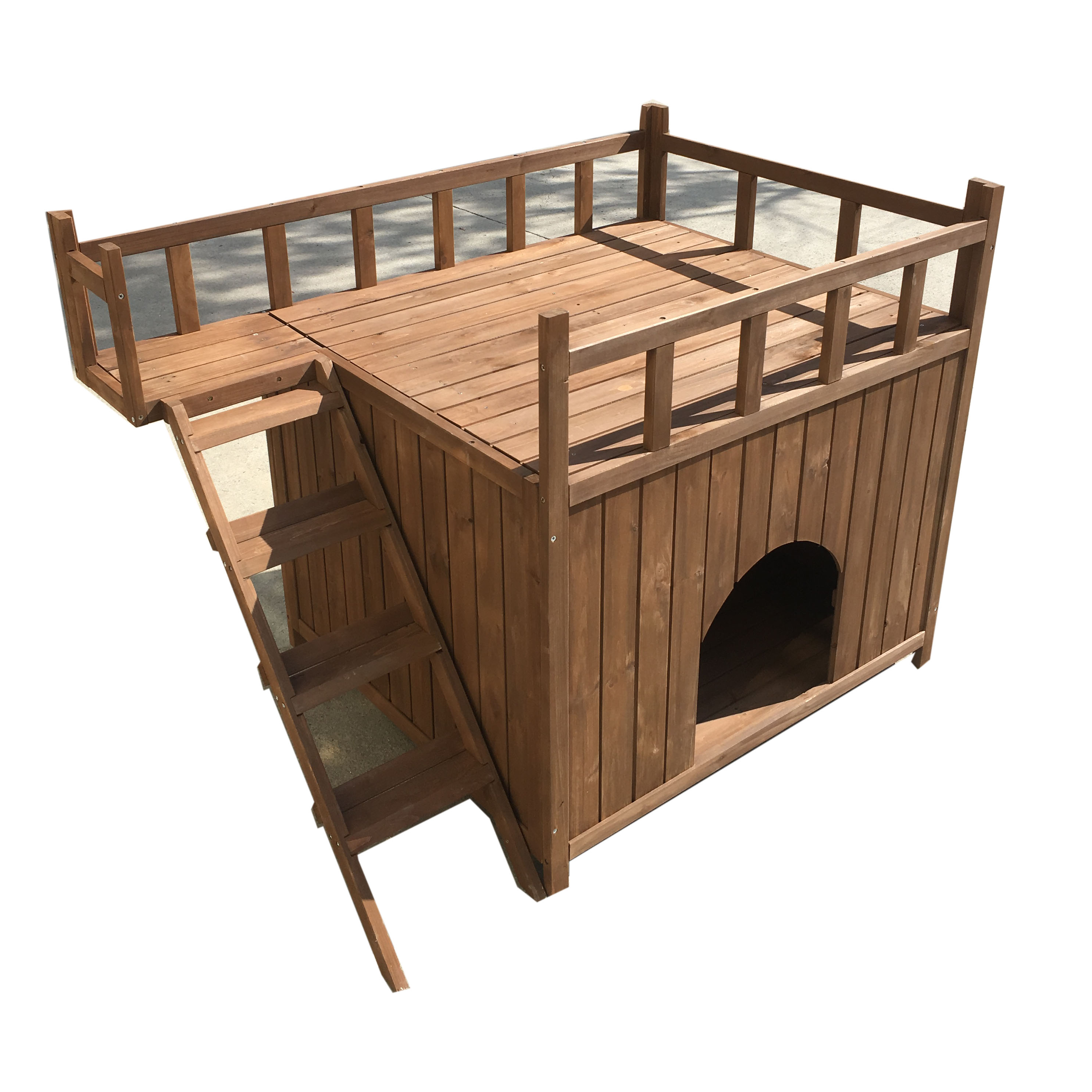Raised Roof and Balcony Bed for Indoor and Outdoor Weather-Resistant cheap wooden decorative Dog cat houses