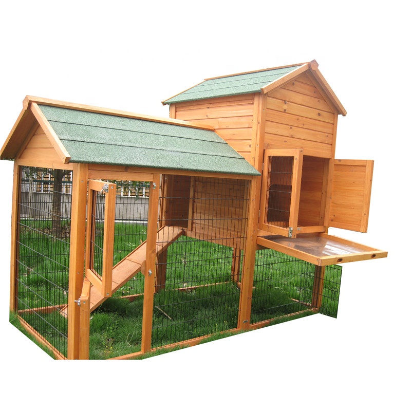 Fabbrica lussuose gabbie per animali domestici in legno economiche a due piani per gabbie per conigli hutch