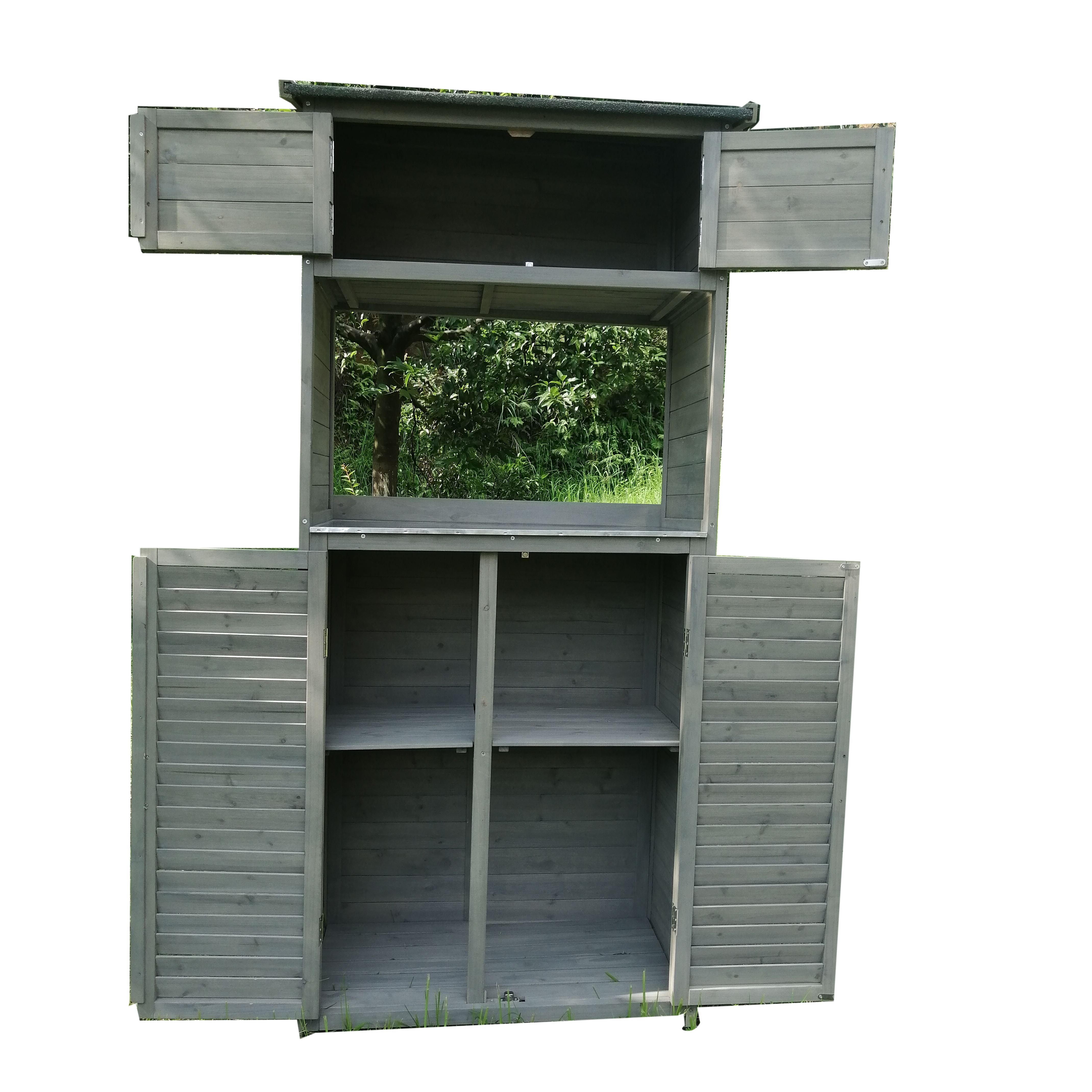 garden storage box  Outdoor Storage Shed Locker Wooden Hutch for Garden Yard Lawn