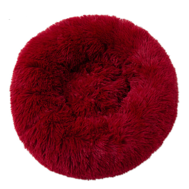OEM cute folding Donut Pet Faux Fur Cuddler Round Comfortable Small Medium Dogs Extra Soft Velour Fabric Ultra Cozy Calm cat bed