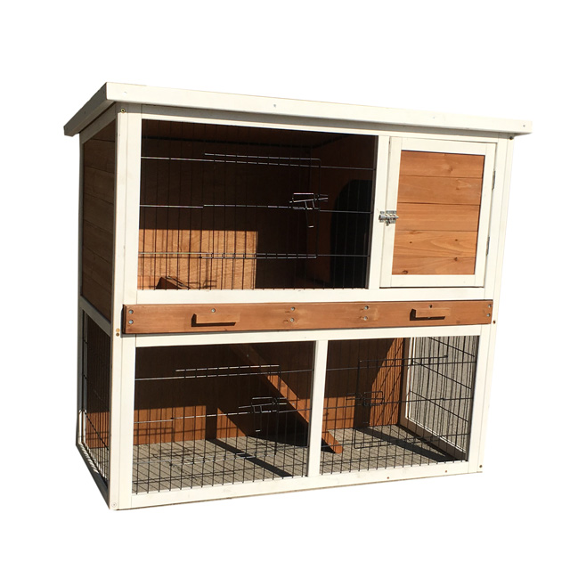 Excellent quality Rabbit Cage -
 outdoor waterproof factory 2 story bunny houses rabbit cages wooden hutch with Waterproof Roof and Ladder – Easy