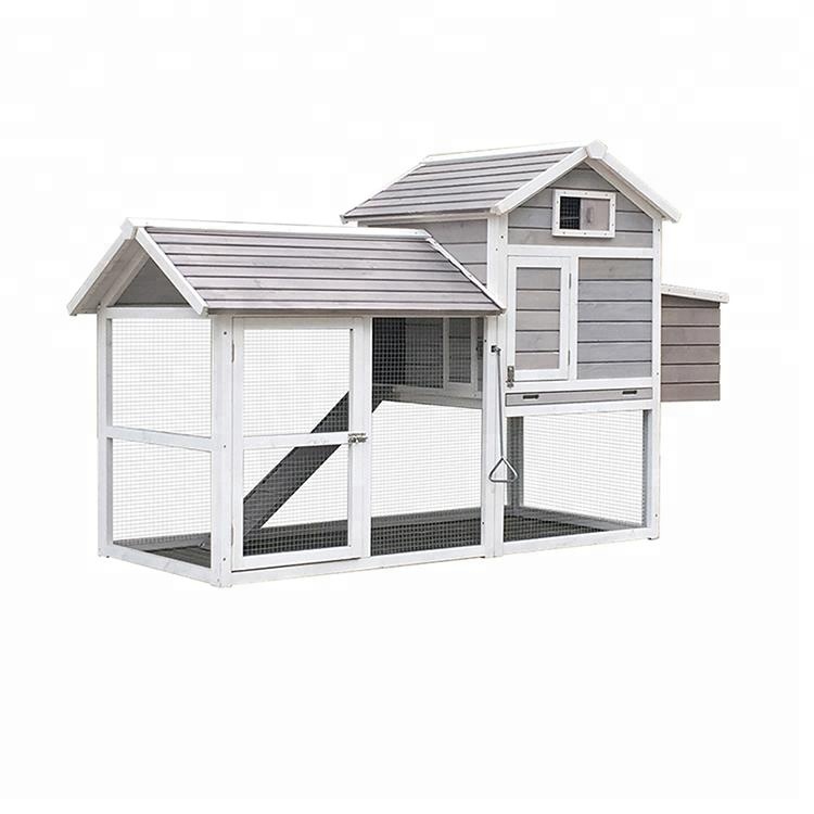 ECO High quality Chinese Fir pet cages house folding egg laying wood broiler chicken coop protect from fox with run and wheels