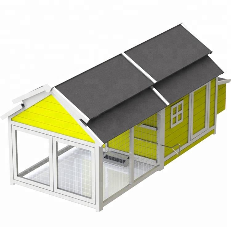 Mobile Plan White And Grey Color Deluxe Backyard wooden Chicken Coop / Hen House W/ Outdoor Run