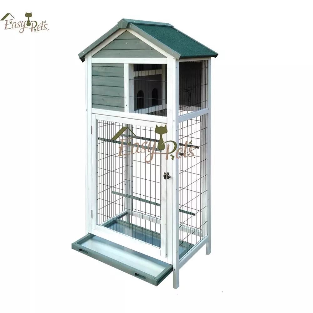 wholesale Hot Sale Aviary Standing Vertical Play House with Bars Parakeets Finch Easy clean Simple bird feeder cages handmade