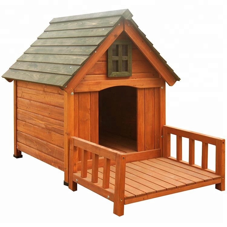 wholesale Luxury Large Fir Wooden Big Dog House Kennel Cage for outdoor indoor use Featured Image
