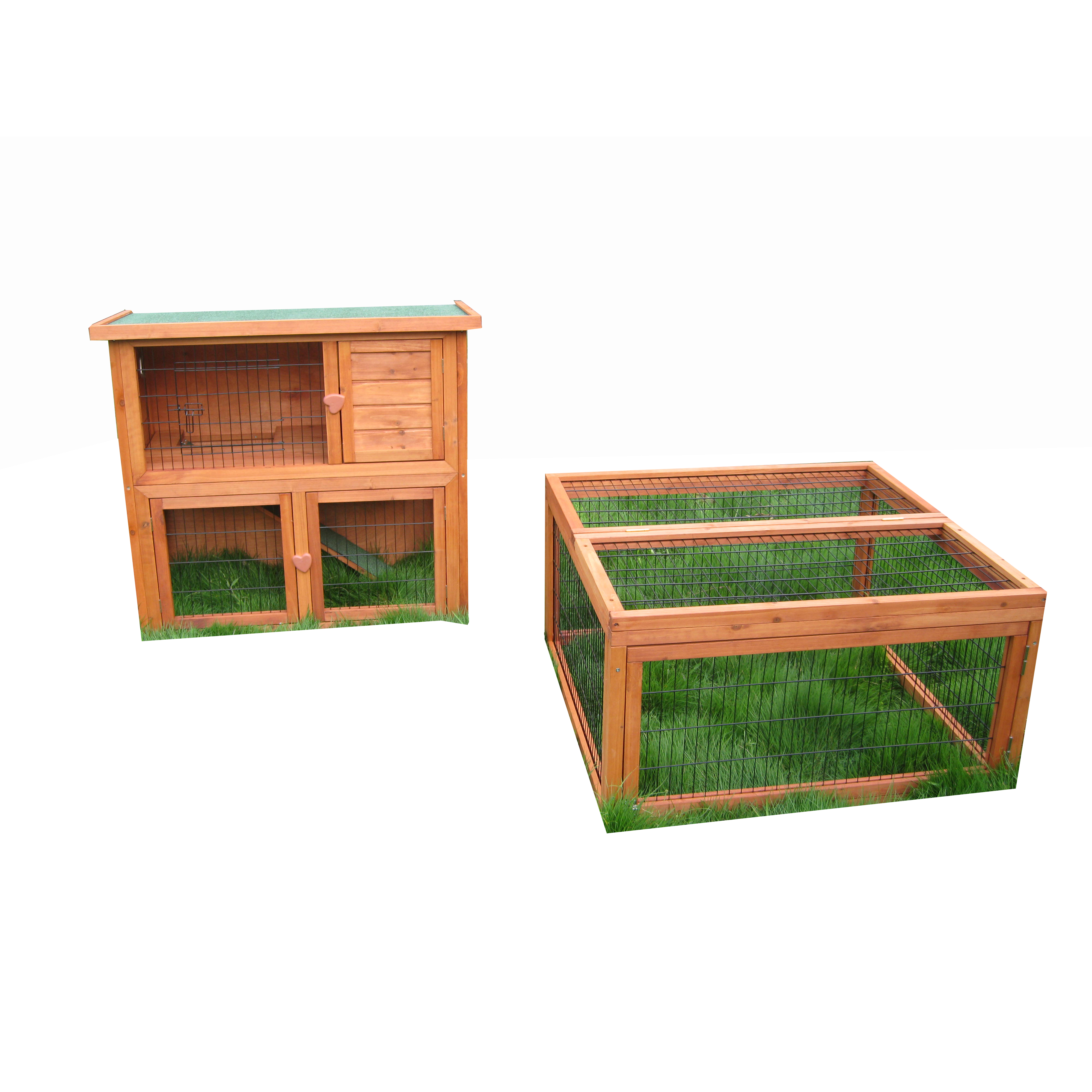 Wood Rabbit Hutch Backyard Cage Small Animal with Entrance Ramp Lockable Doors Cat Shelter Guinea Pig House for sale