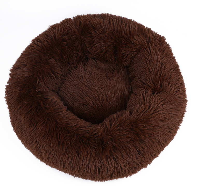 Ultra Cozy Calming elegant luxury Lovely cave stuffed plush furry warm sleeping cat dog bed round Donut Nest