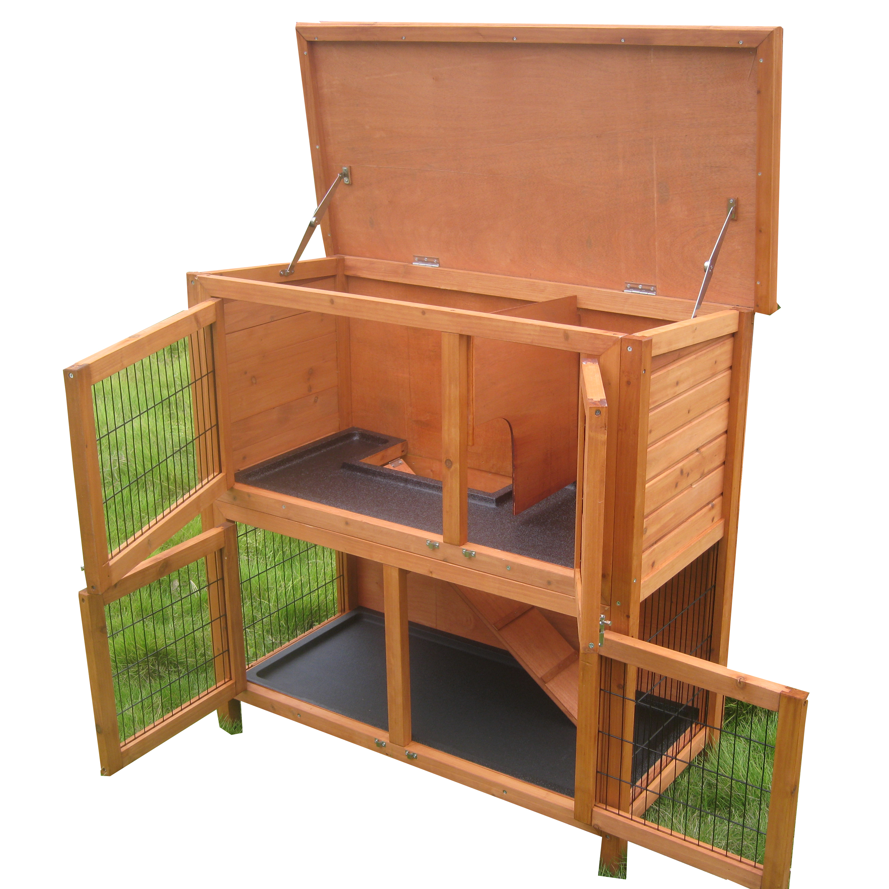 Popular Design for Wood Cubby House -
 Cheap Outdoor Garden Backyard commercial Large two storey Wood Industrial Habitats ferret Guinea Pig Bunny Cages Rabbit hutch – Easy