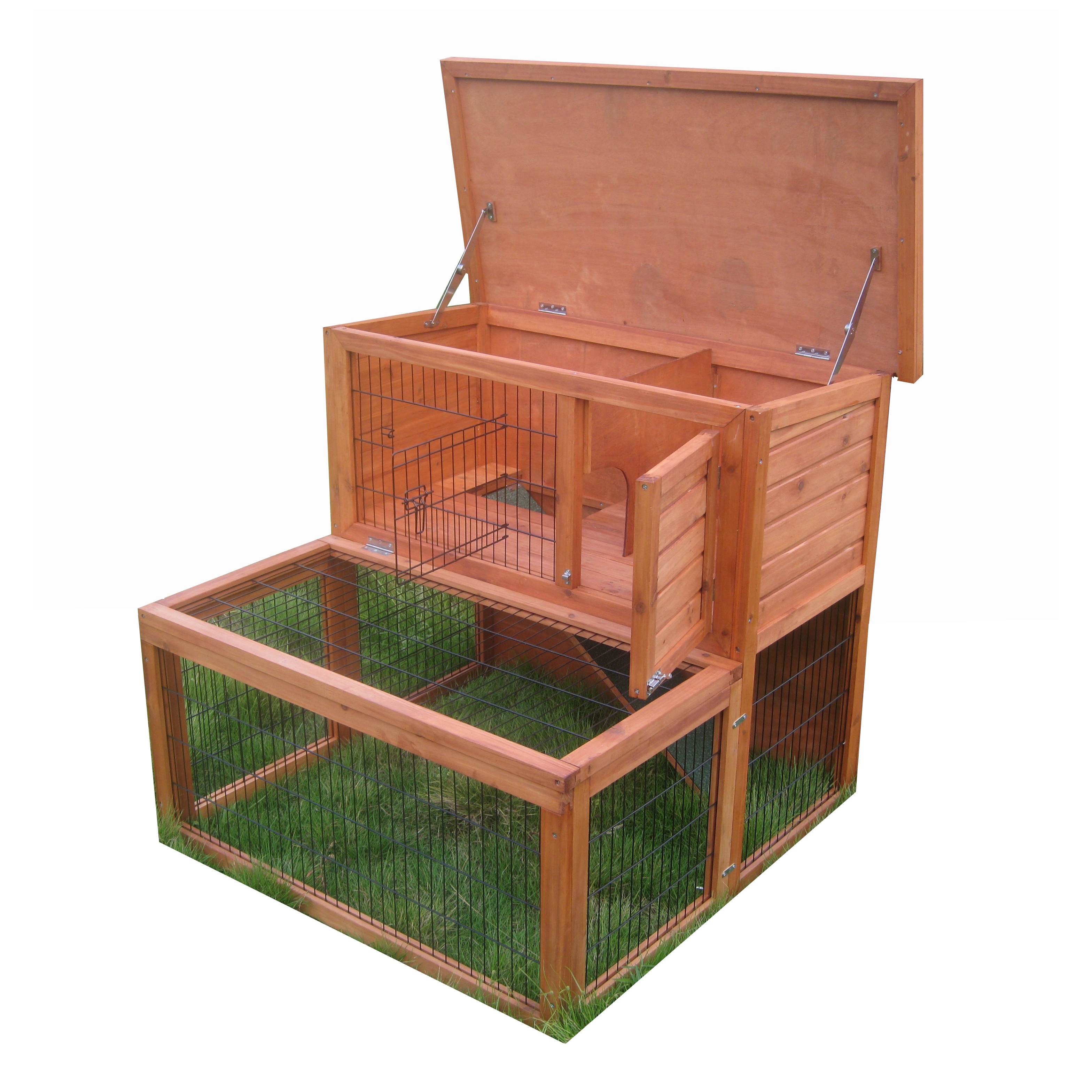 Large Outdoor Raised Painted Deluxe Guinea Pig House Wood Rabbit Hutch Bunny Outdoor Animal Cage Enclosure shelter