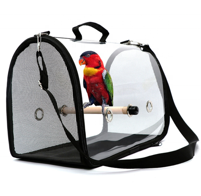 Birdcage Breathable travel outing hand handbag shoulder portable animal villa PVC transparent parrot pigeon Bird carrier bag