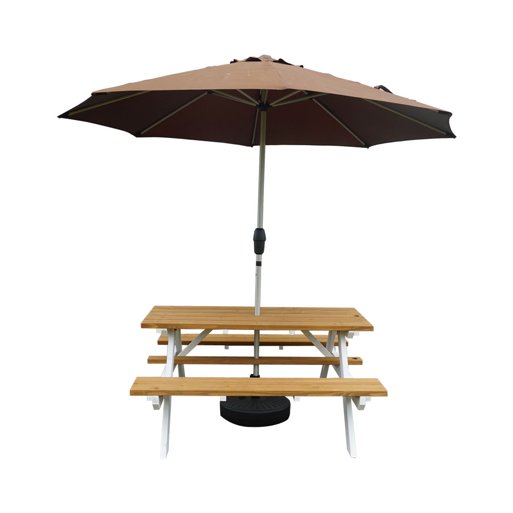 antique Beer Dining Beautiful park outdoor patio wood bench table canopy Umbrella Hold Design Perfect for Garden Yard