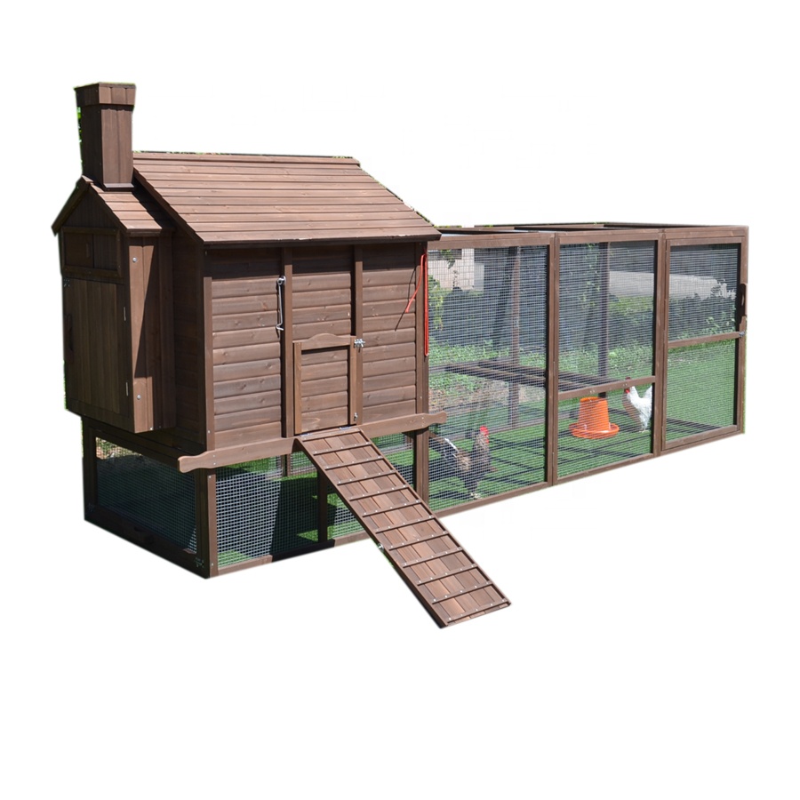 ECOLINEAR easy clean Wooden Backyard egg laying Chicken Coop with Covered Run and Nesting Box