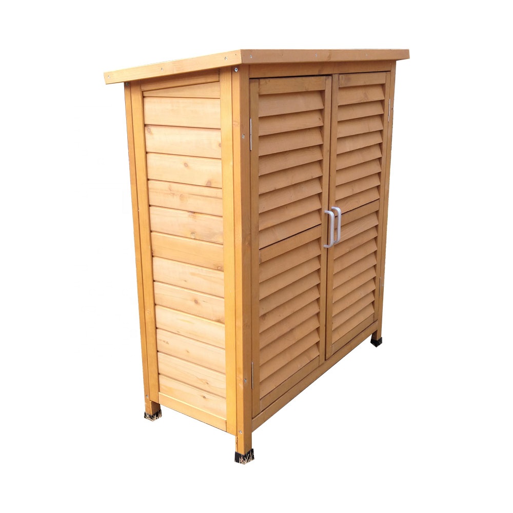 Luxury design cleaning collection shelf wooden garden tool storage box shed