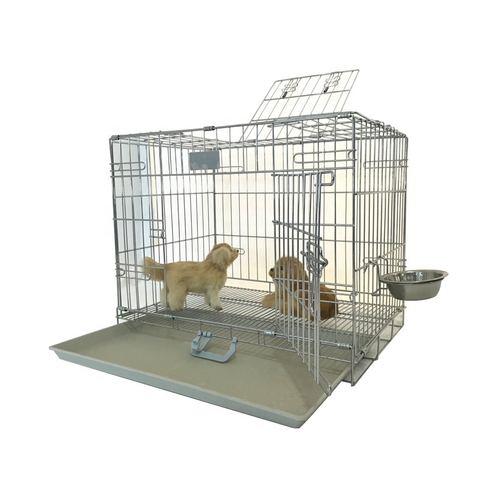 Factory custom strong Outdoor Metal Kennels stainless steel double Dog Crate Foldable Pet Cage