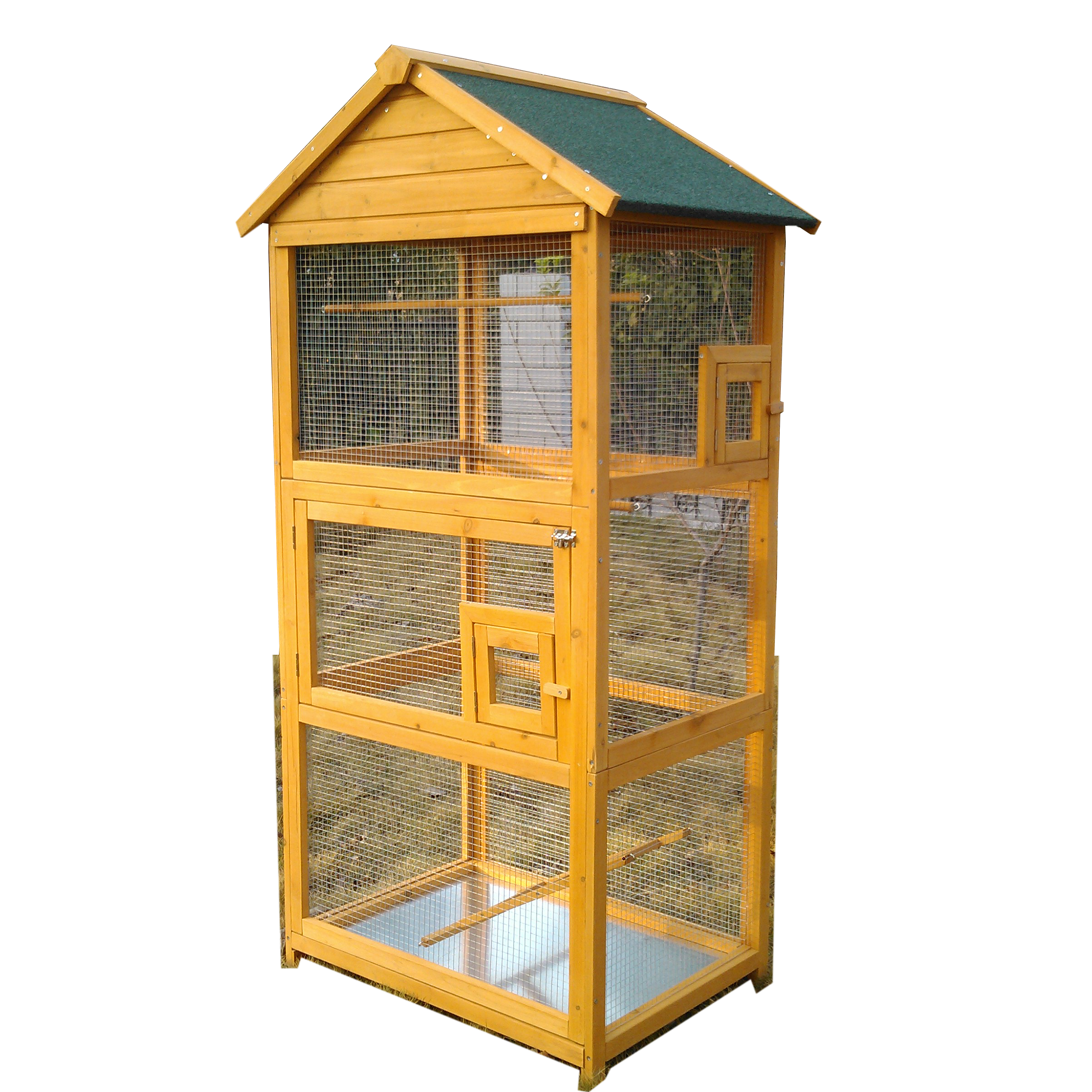 Large Wooden Art Wood Standing Bird Cage Pet Products Large Wooden Aviary Standing Vertical Play House with Bars for Parakeets