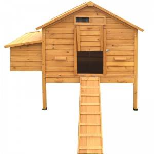 Chicken Coop de madeira de cor natural de 2 andares con niño