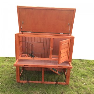 China factory supply handmade indoor /outdoor wood rabbit hutch bunny cage pet house for small animal  EYR004