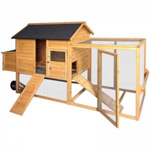 Chicken Coop with Run in Natural Hen House Poultry