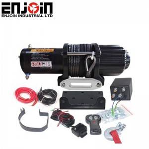 ENJOIN 12v 5000lb Electric Winch ATV UTV Winch Kit With 50 ft BLACK Synthetic Rope
