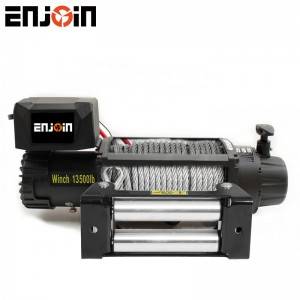ENJOIN Carbon Series Electric Winch 12V 13500 lbs Recovery Winch Fit for Trailer Truck SUV