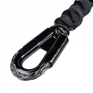 ENJOIN 95ft x 3/8 Black Synthetic Winch Rope Line Cable w/Rock Heat Guard 20500LBs Recovery Truck 4×4 ATV UTV