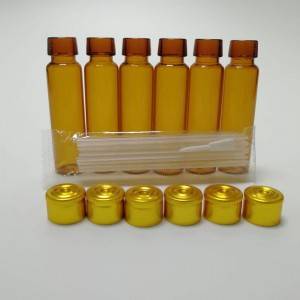 10ml pharmaceutical syrup liquid packing glass vials with gold aluminum cap ,  model C neck