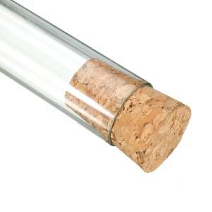Laboratory round bottom glass test tube with cork lid