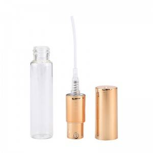 5ml 14x76mm perfume spray glass bottle with  gold, silver, black screw pump sprayer