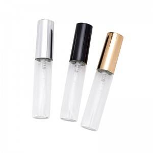 5ml 14x76mm perfume spray glass bottle with  gold, silver, black screw pump sprayer