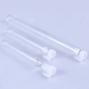 dia. 8mm round bottom glass test tube with plastic plug for laboratory and perfume sample packing