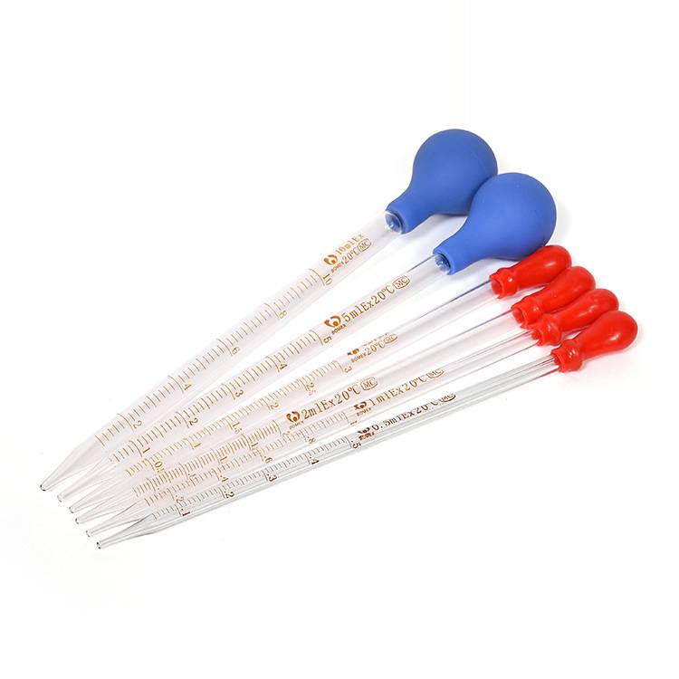 0.5ml 1ml 2ml 3ml 5ml 10ml Scale Line Reusable Laboratory Lab Glass Pipettes Dropper With Rubber Head Featured Image