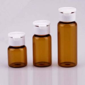 2ml 3ml 5ml crimp neck amber glass vials with plastic flip cap