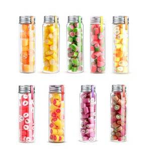37x40mm  high transparent glass bottle with aluminum cap and sticker label for candy packing bottle