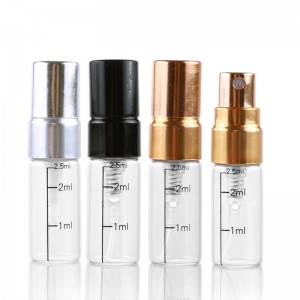 2.5ml 3ml 5ml 10ml perfume sample spray glass vials with aluminum pump sprayer
