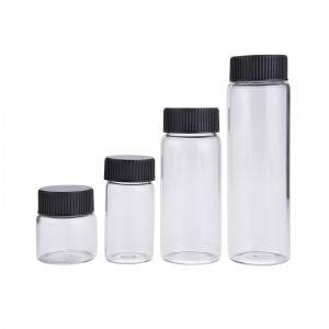 20ml 25ml 60ml 90ml clear glass bottle with black screw cap glass tubular vial pharmaceutical medicine use glass bottles